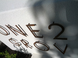 Lasercut Corten Steel Numbers and Letters with Pins