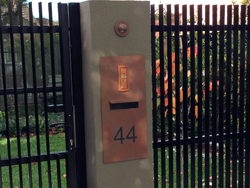 Copper painted faceplate with laseretched numbers.