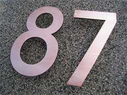 Copper numbers with 6mm acrylic backing and pins