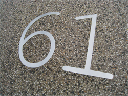 Lasercut stainless steel house number with pins